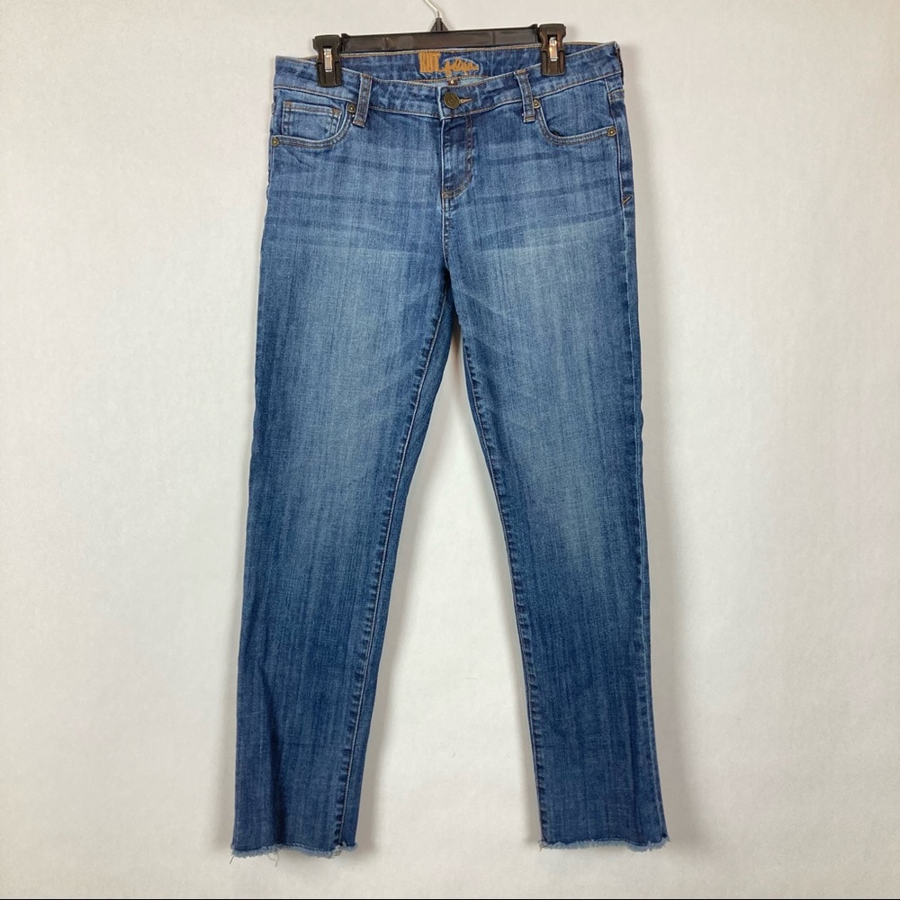 Kut from the Kloth raw hem medium wash straight jeans